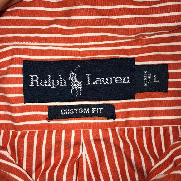Orange & white striped Ralph Lauren button down - Picture 2 of 3